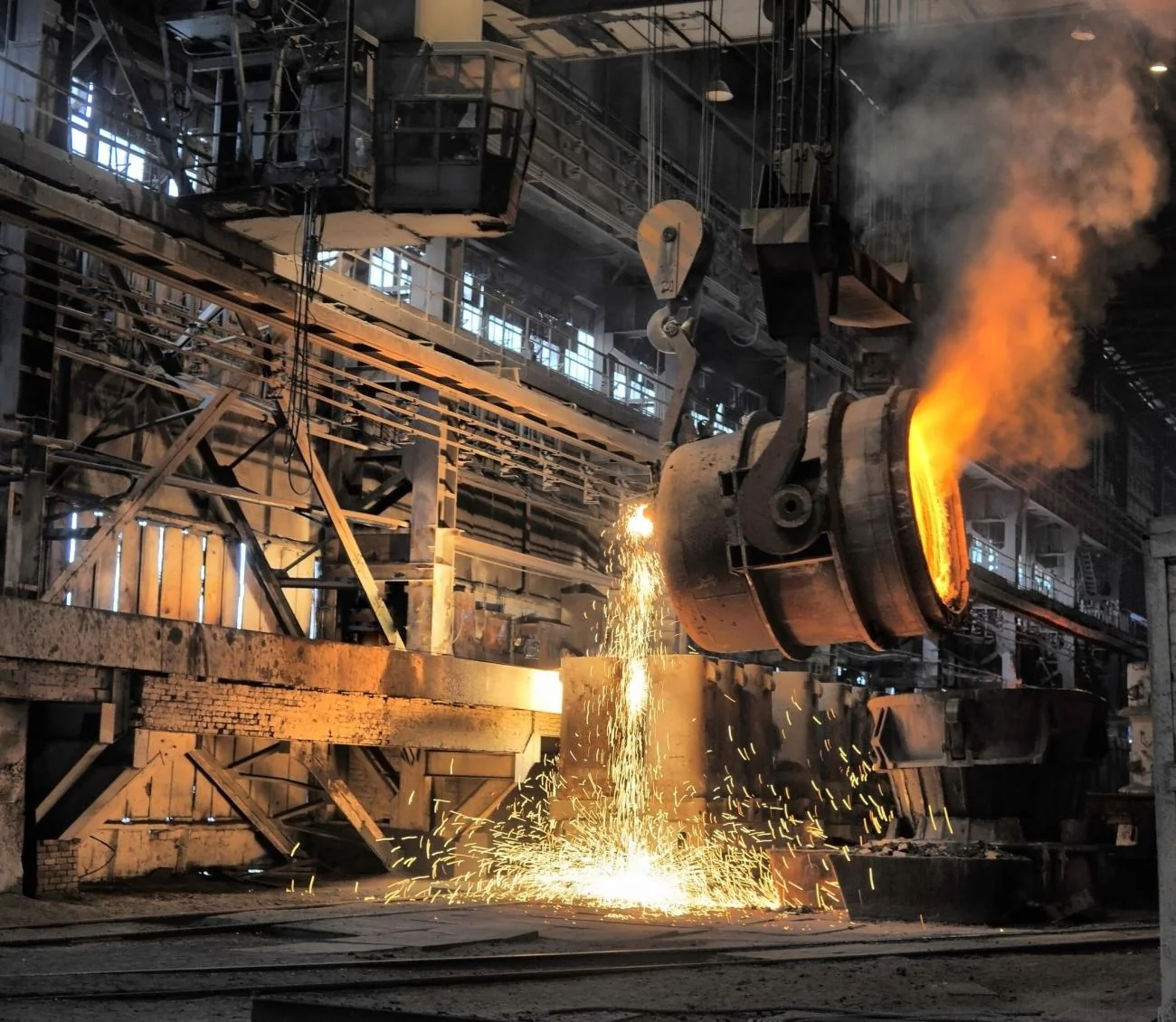 Molten metal in a foundry